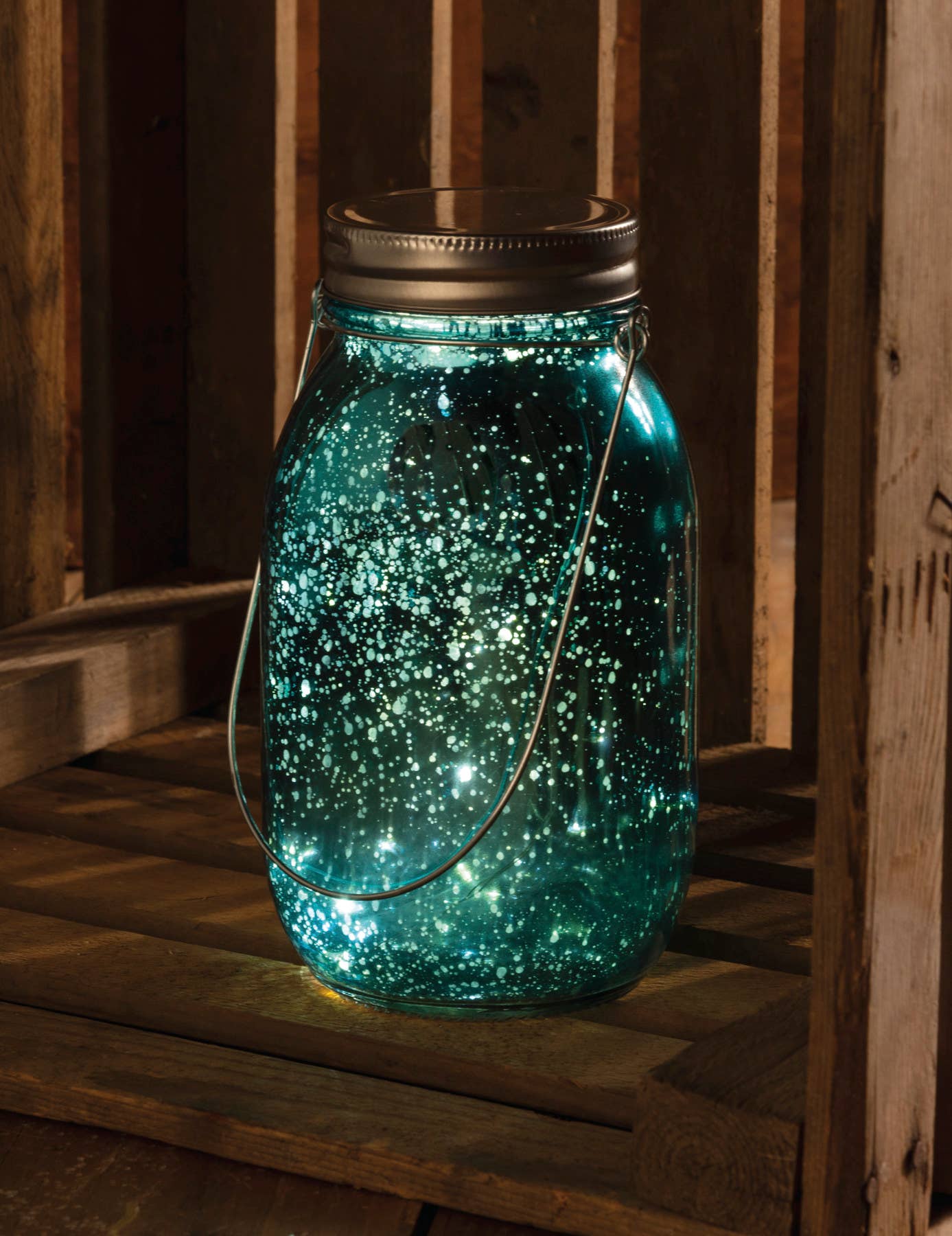 Blue Mercury Glass Lantern