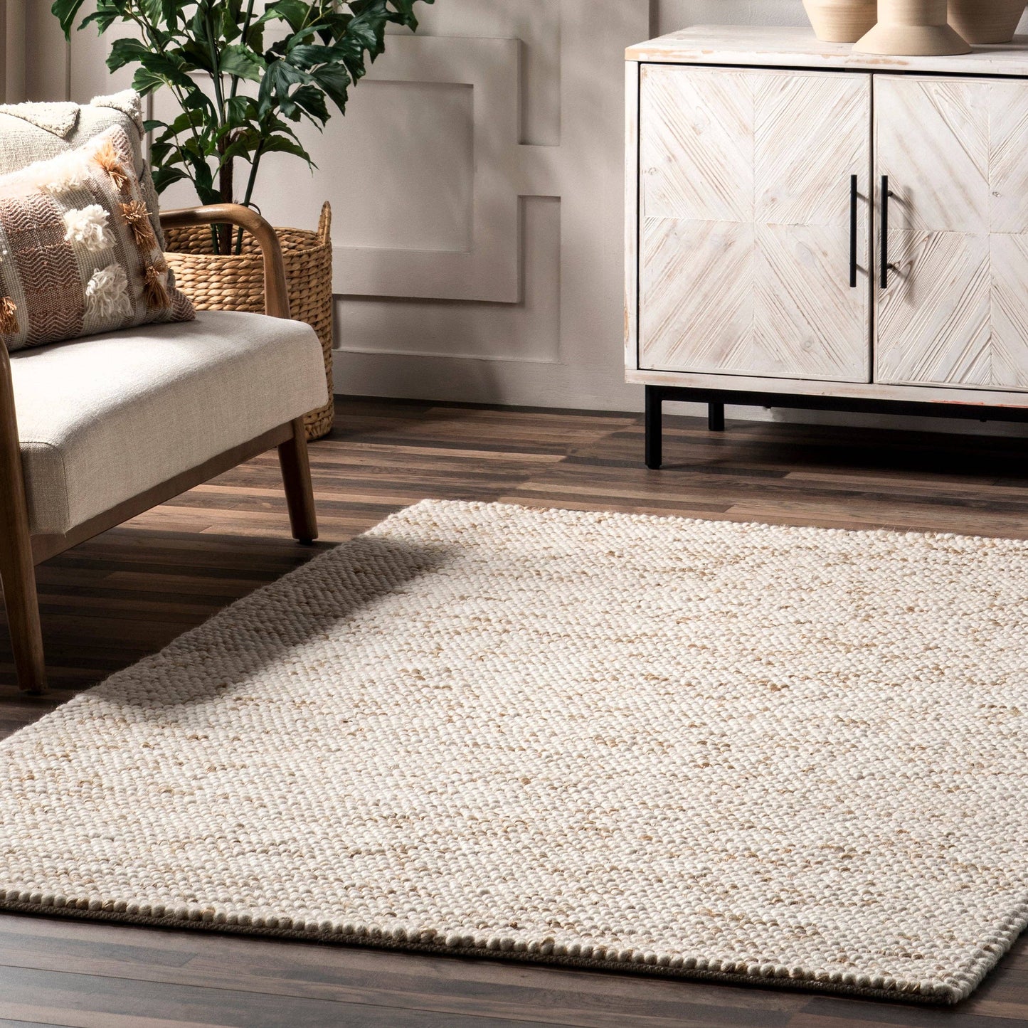 Deeanna Casual Textured Wool Area Rug
