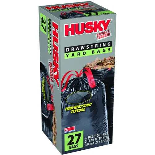 Husky Contractor Yard Bag, 39 gal Capacity, Black - pack of 27