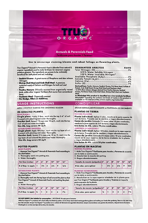 True-Organic Annuals & Perennials Food 4lb.