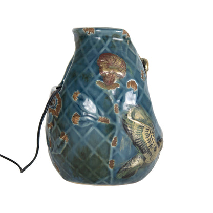 Verdigris Hummingbird Blue Garden Water Fountain with Pump