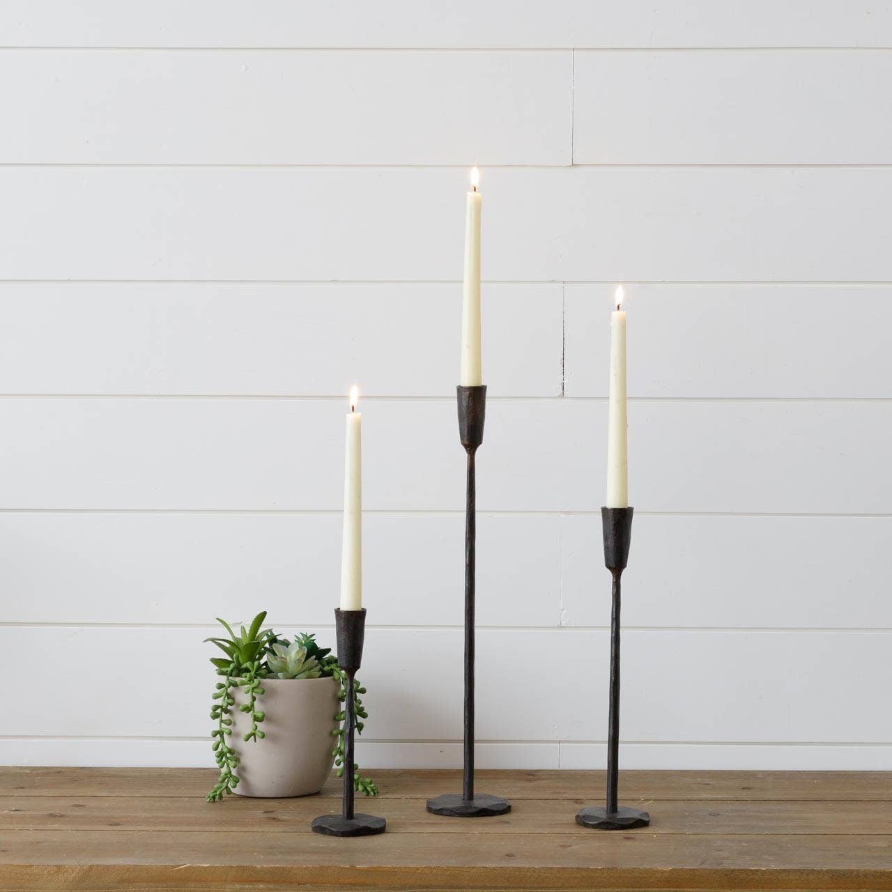 Candle Holders - Black Iron (Set Of 03)