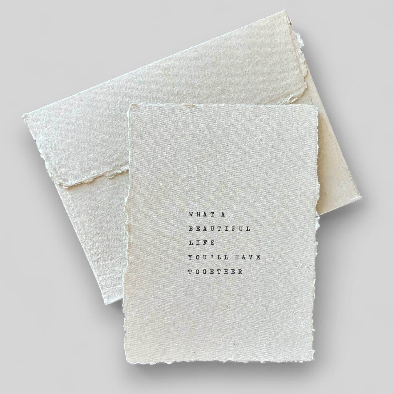 Handmade typewritten wedding card 