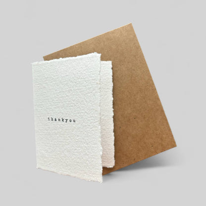 White Handmade Typewritten Thankyou Card - Fine Texture