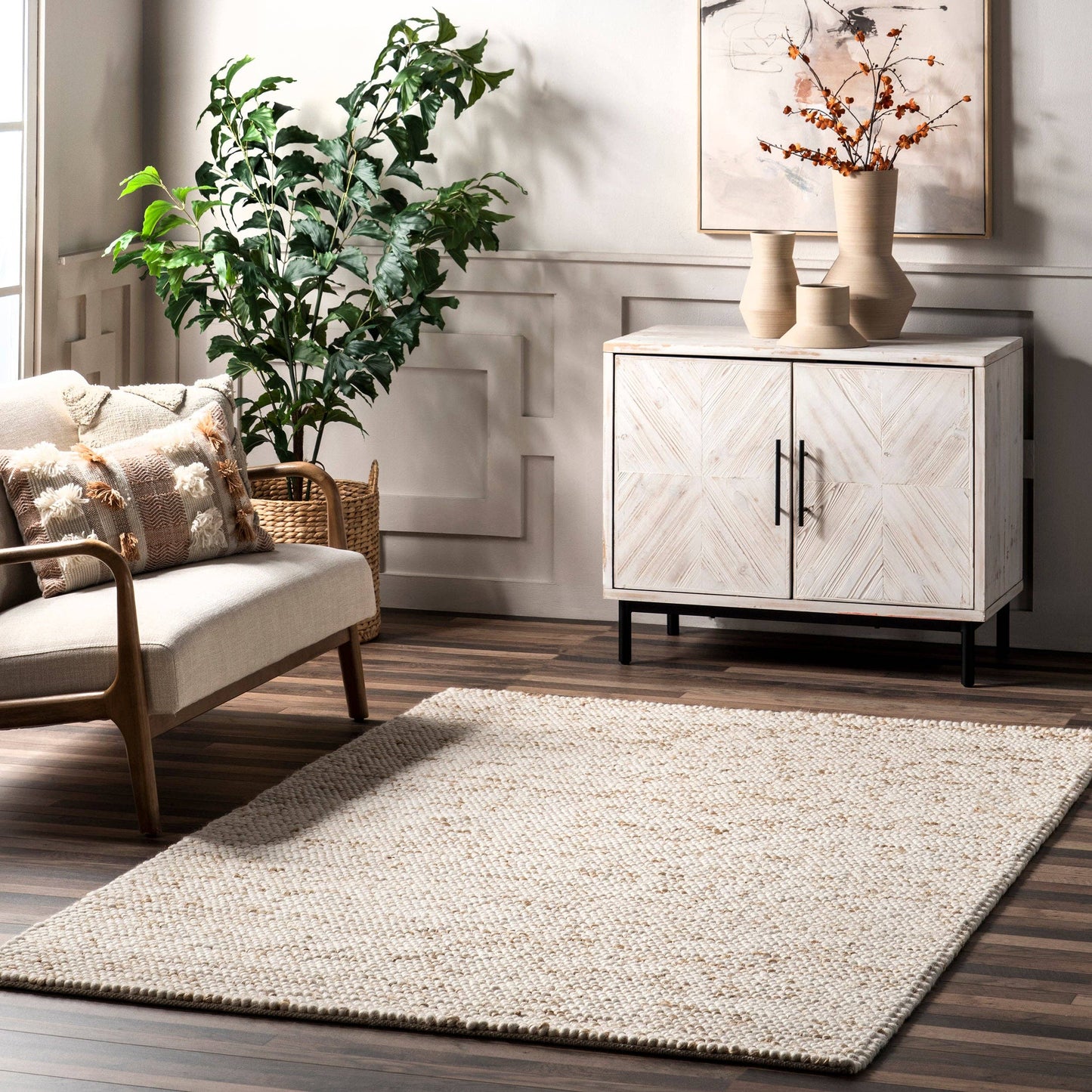 Deeanna Casual Textured Wool Area Rug