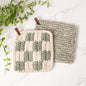 Knitted Pot Holder - Sage and Cream (Pk/06 Ast)