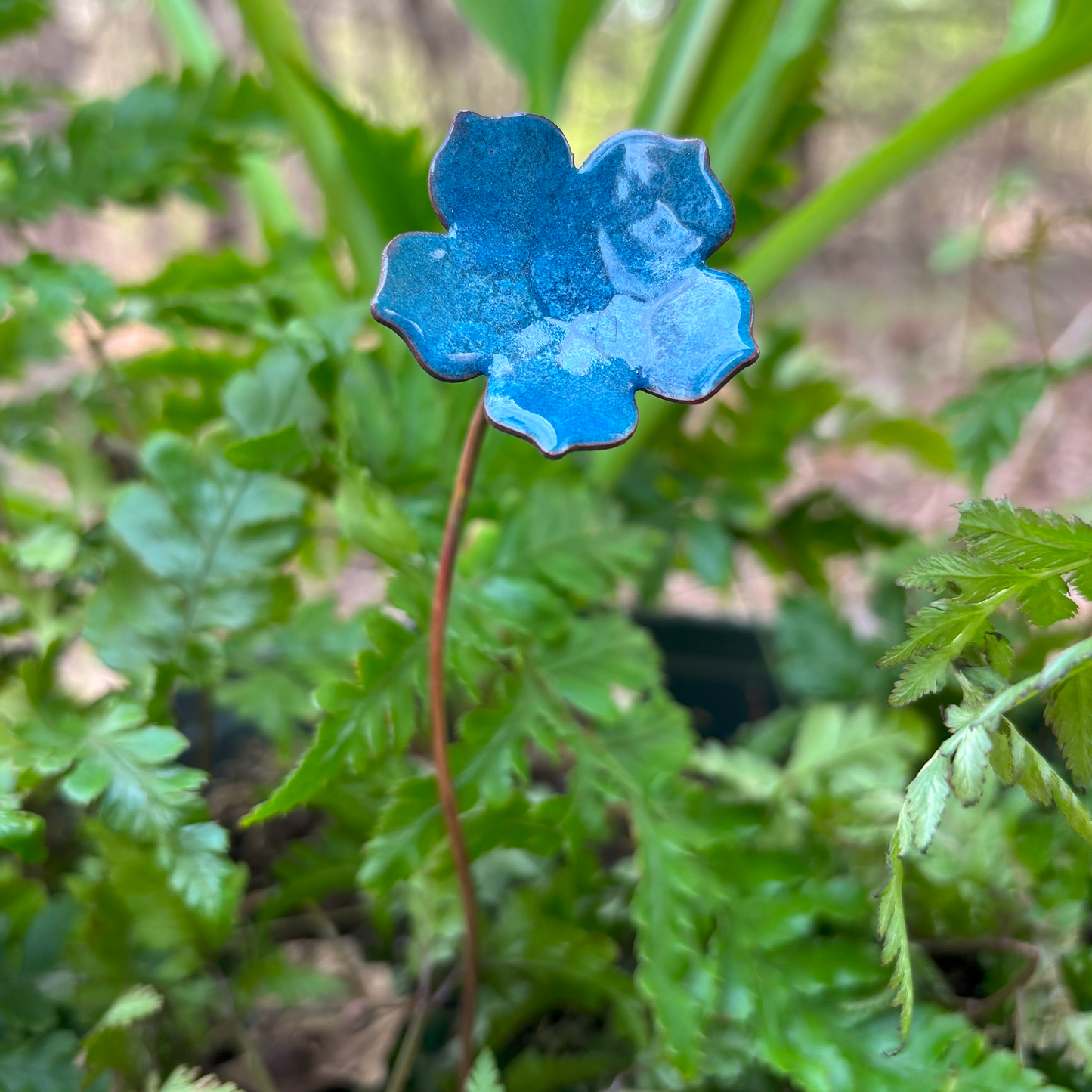 Enamel 5 Petal Flower Stem
