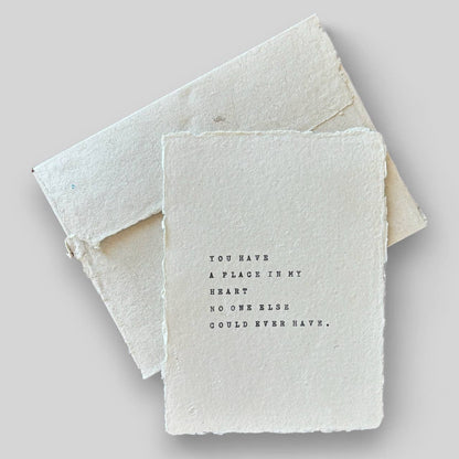 Handmade Typewritten Friend Card - Deckled Envelope