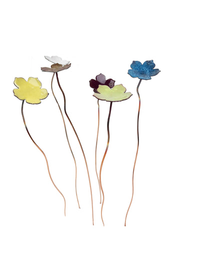Enamel 5 Petal Flower Stem