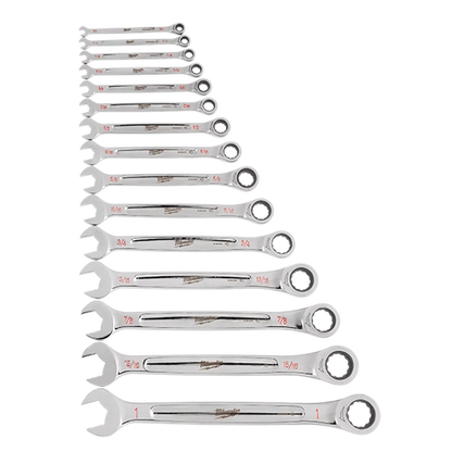 Milwaukee 15pc Ratcheting Combination Wrench Set - SAE
