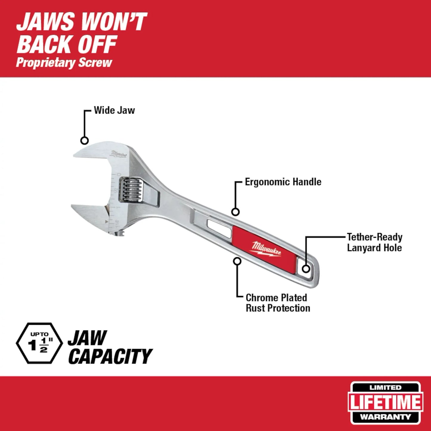 Milwaukee 8" Wide Jaw Adjustable Wrench
