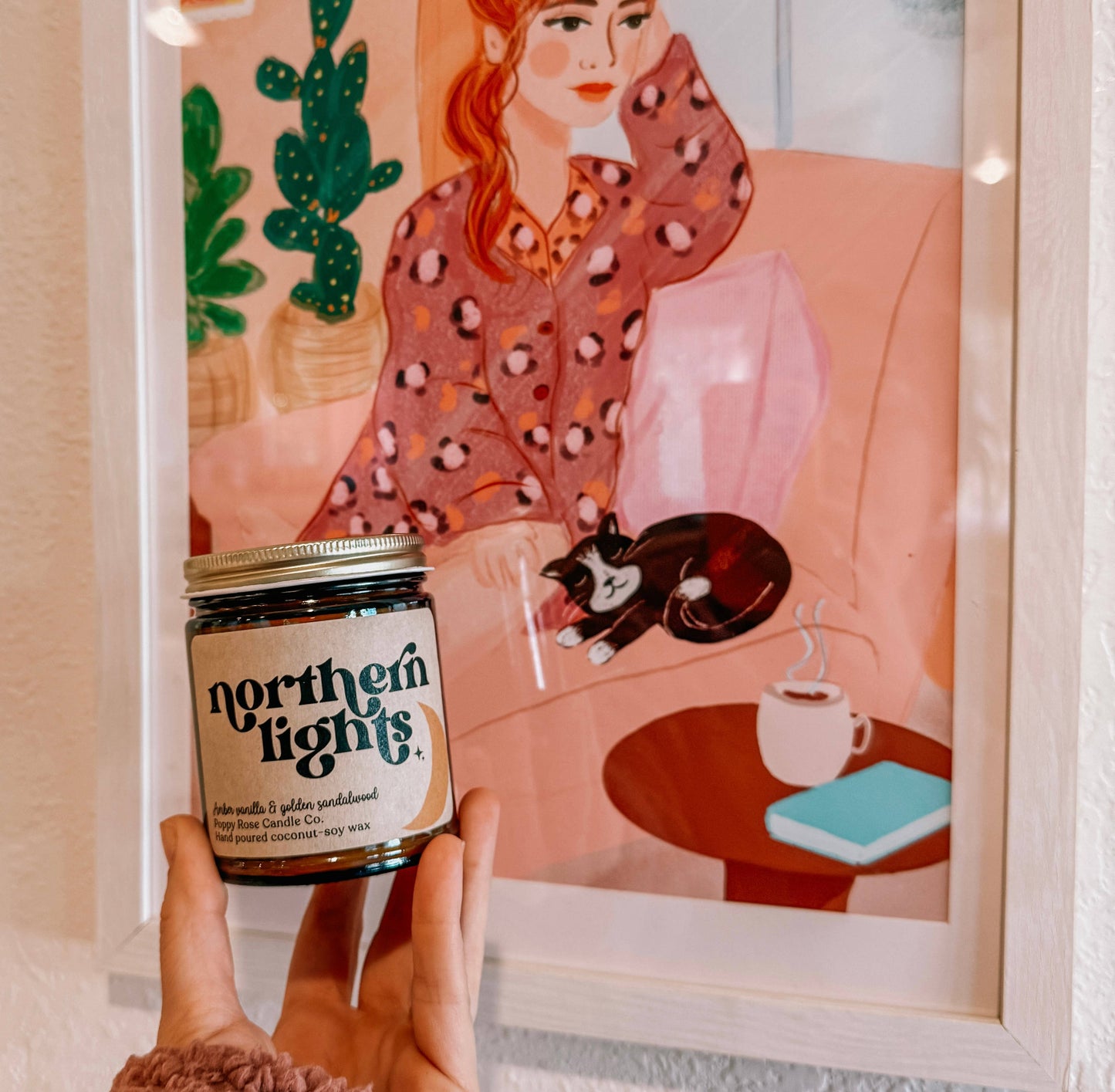 Northern Lights 8 oz coconut wax amber jar candle