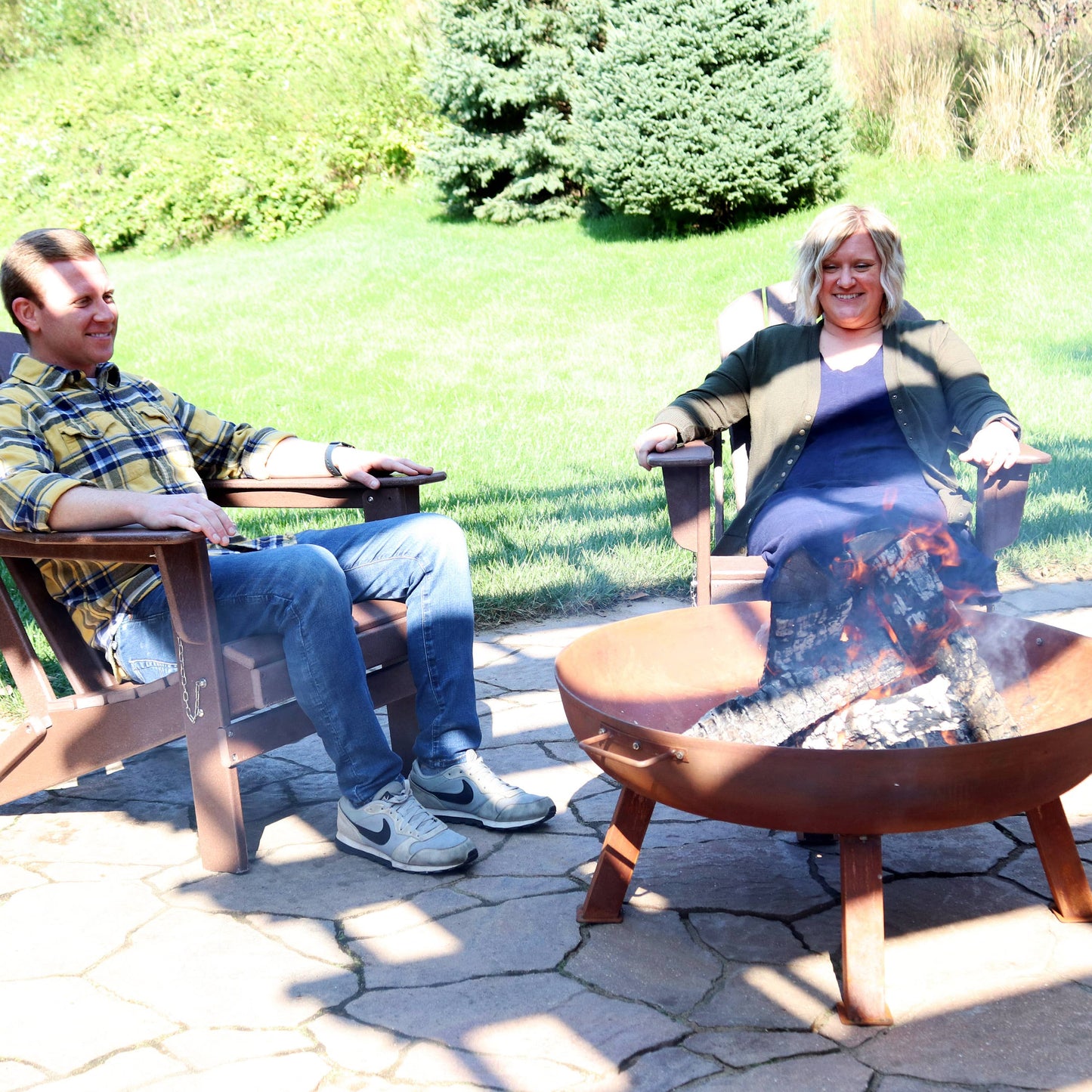 34 in Rustic Cast Iron Fire Pit Bowl with Stand