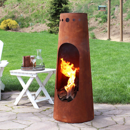50 in Santa Fe Wood Burning Chiminea Fire Pit with Log Grate