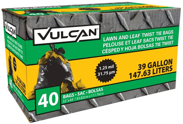 Vulcan Lawn and Leaf Bag, 39 gal, Black