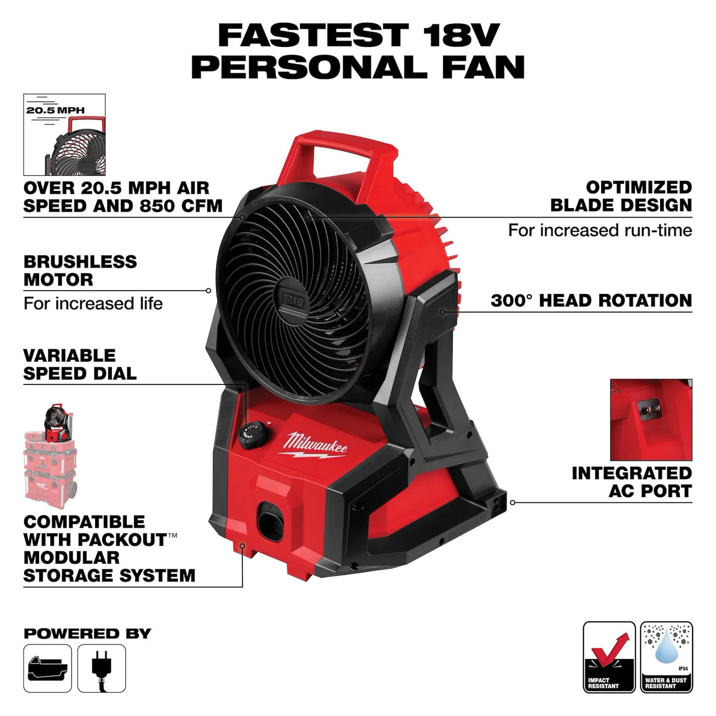 Milwaukee M18™ Brushless Fan w/ PACKOUT™ Compatibility