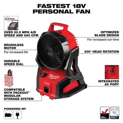 Milwaukee M18™ Brushless Fan w/ PACKOUT™ Compatibility