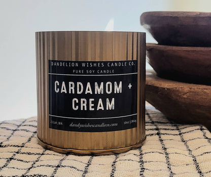 NEW Ribbed Gold Tin Candle