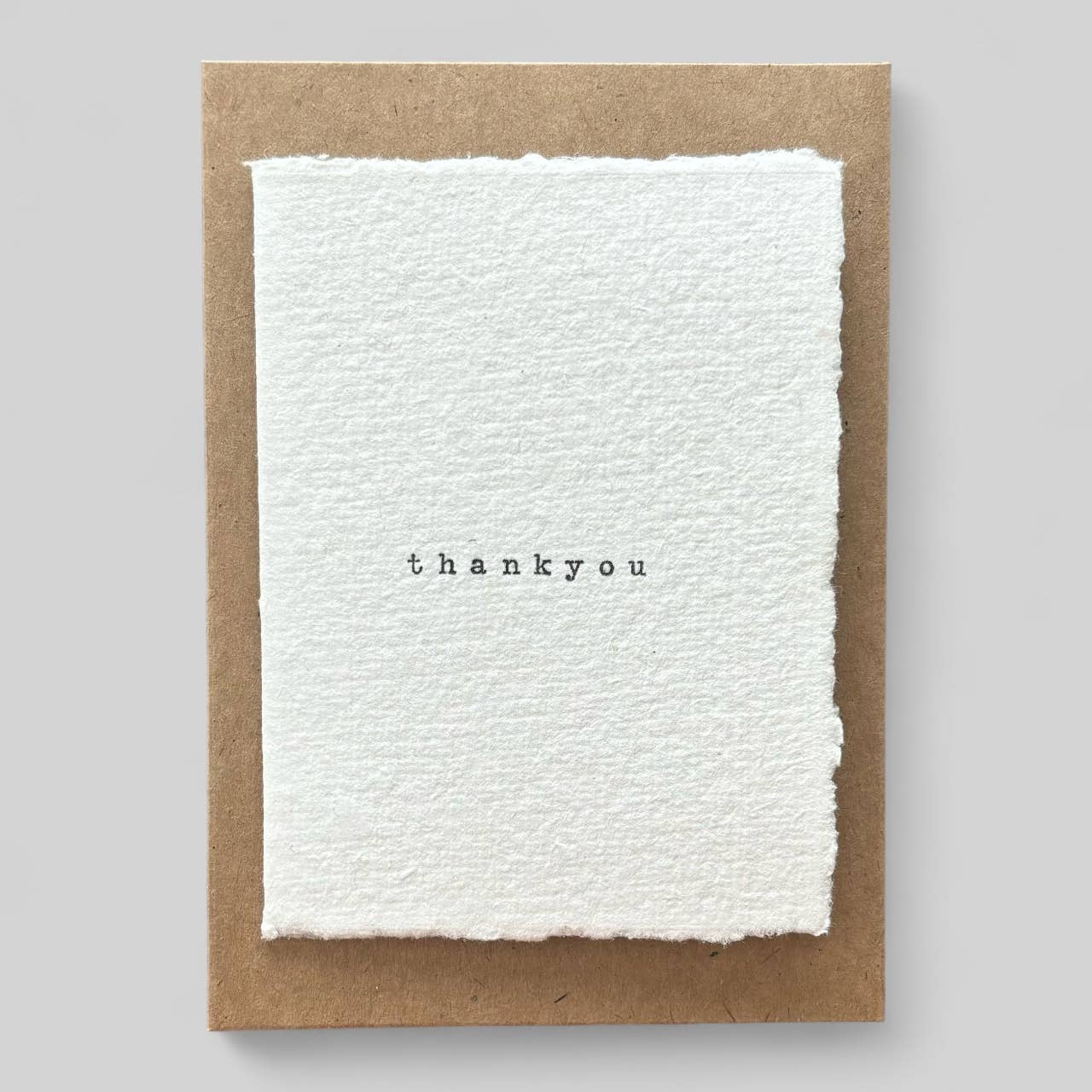 White Handmade Typewritten Thankyou Card - Fine Texture
