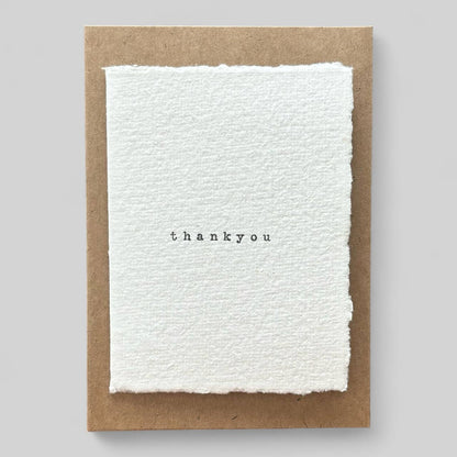 White Handmade Typewritten Thankyou Card - Fine Texture