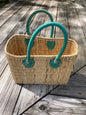 Small Tote, Teal Handle