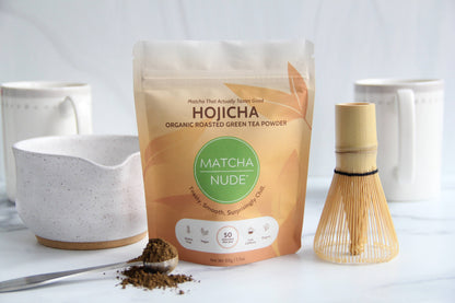 Organic Hojicha Powder – Roasted Japanese Green Tea | 50g Retail Pouch