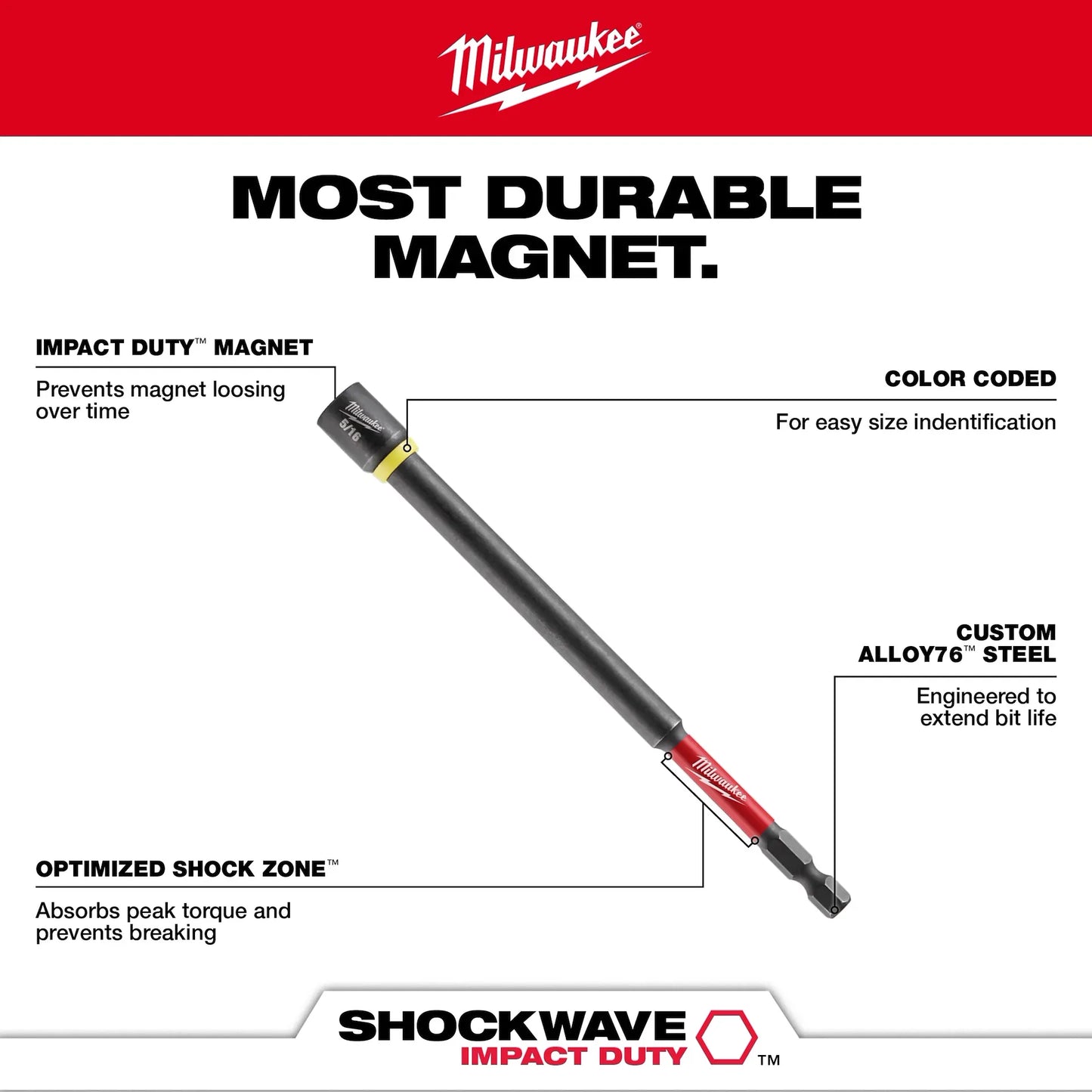 Milwaukee 6PC SHOCKWAVE™ Impact Duty 6" Magnetic Nut Driver Set