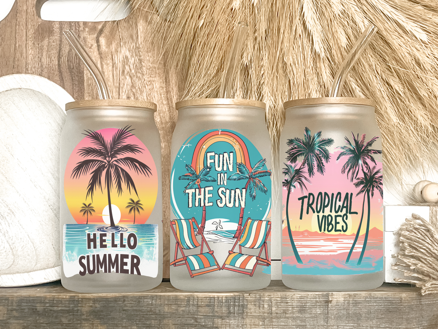 Fun in the Sun Summer 16oz Frosted Libbey Glass Tumbler