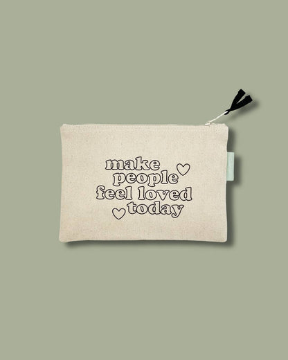 Hearts Small Canvas Zipper Pouch