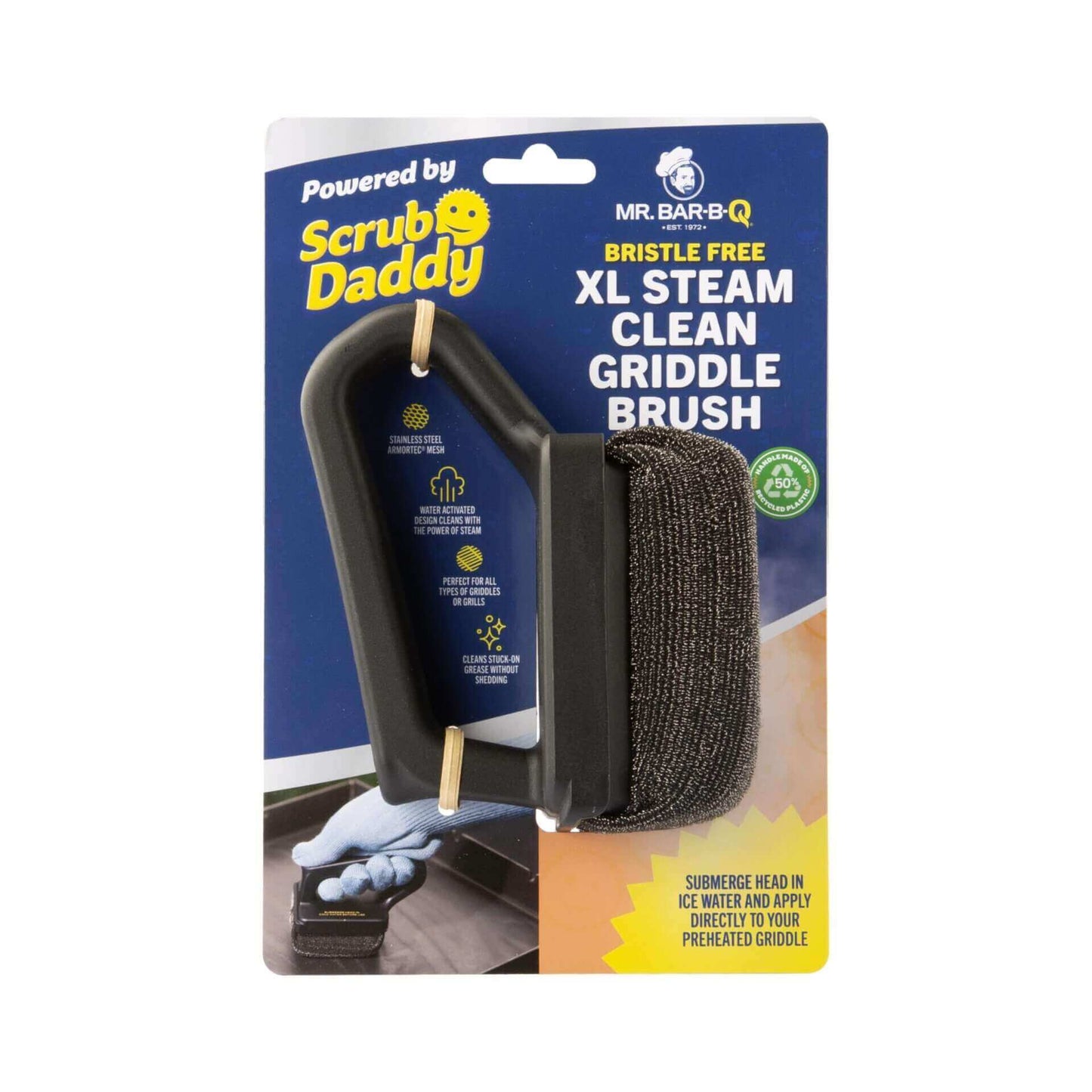 Mr. Bar-B-Q Bristle Free XL Steam Clean Griddle Brush Powered by Scrub Daddy