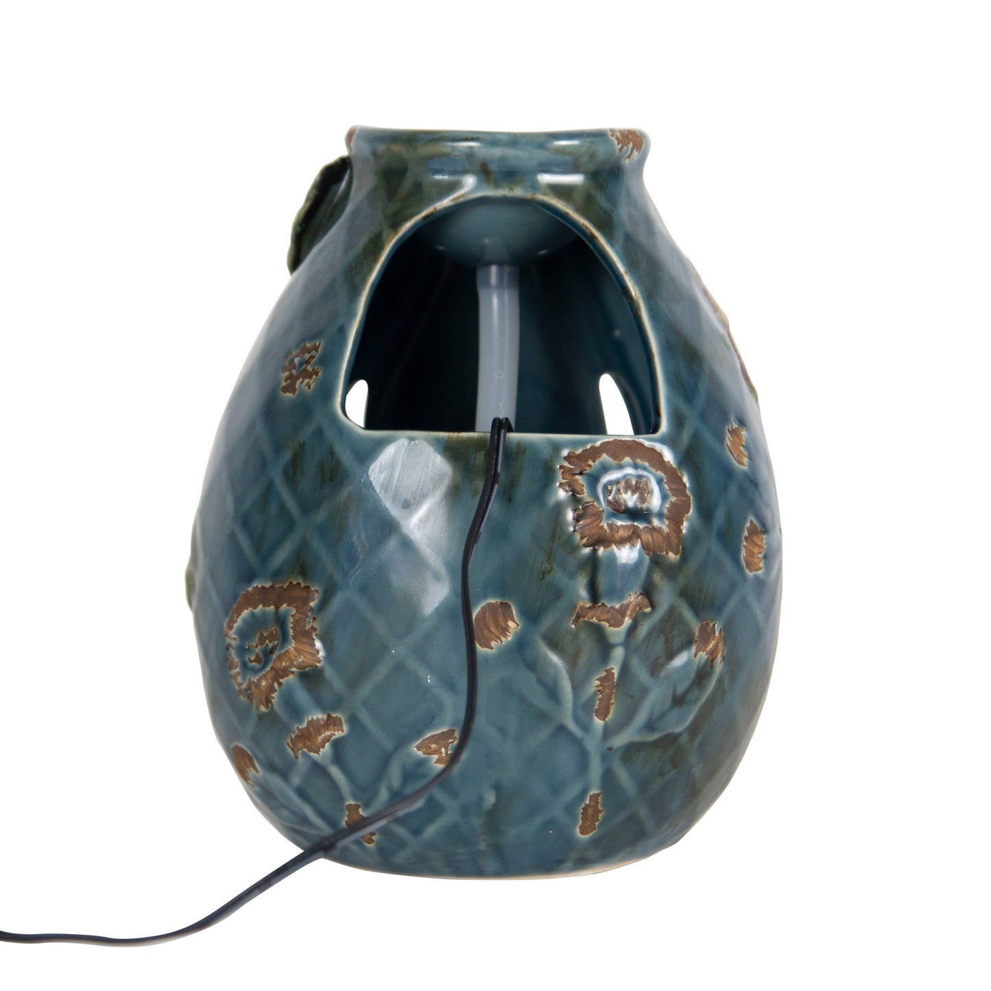 Verdigris Hummingbird Blue Garden Water Fountain with Pump