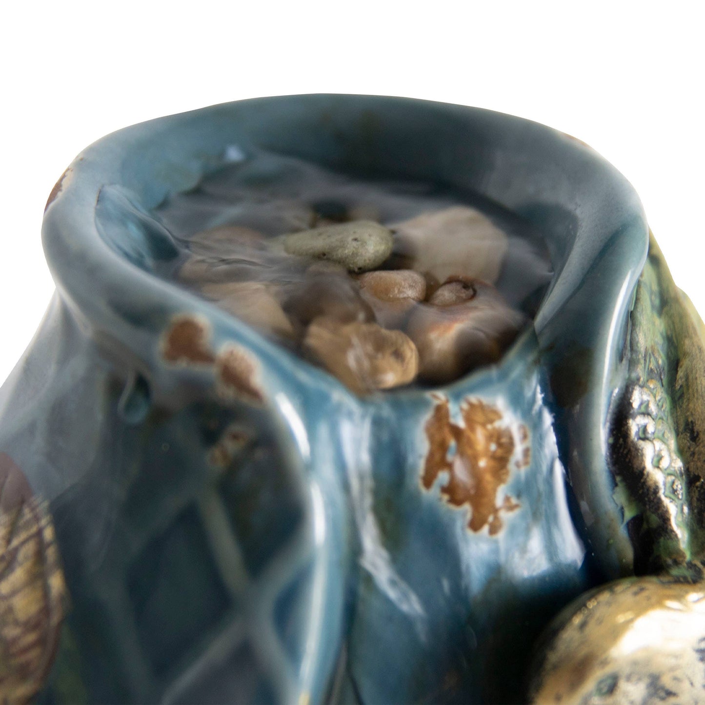 Verdigris Hummingbird Blue Garden Water Fountain with Pump
