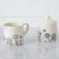Black and White Botanical Cream and Sugar (Pair)