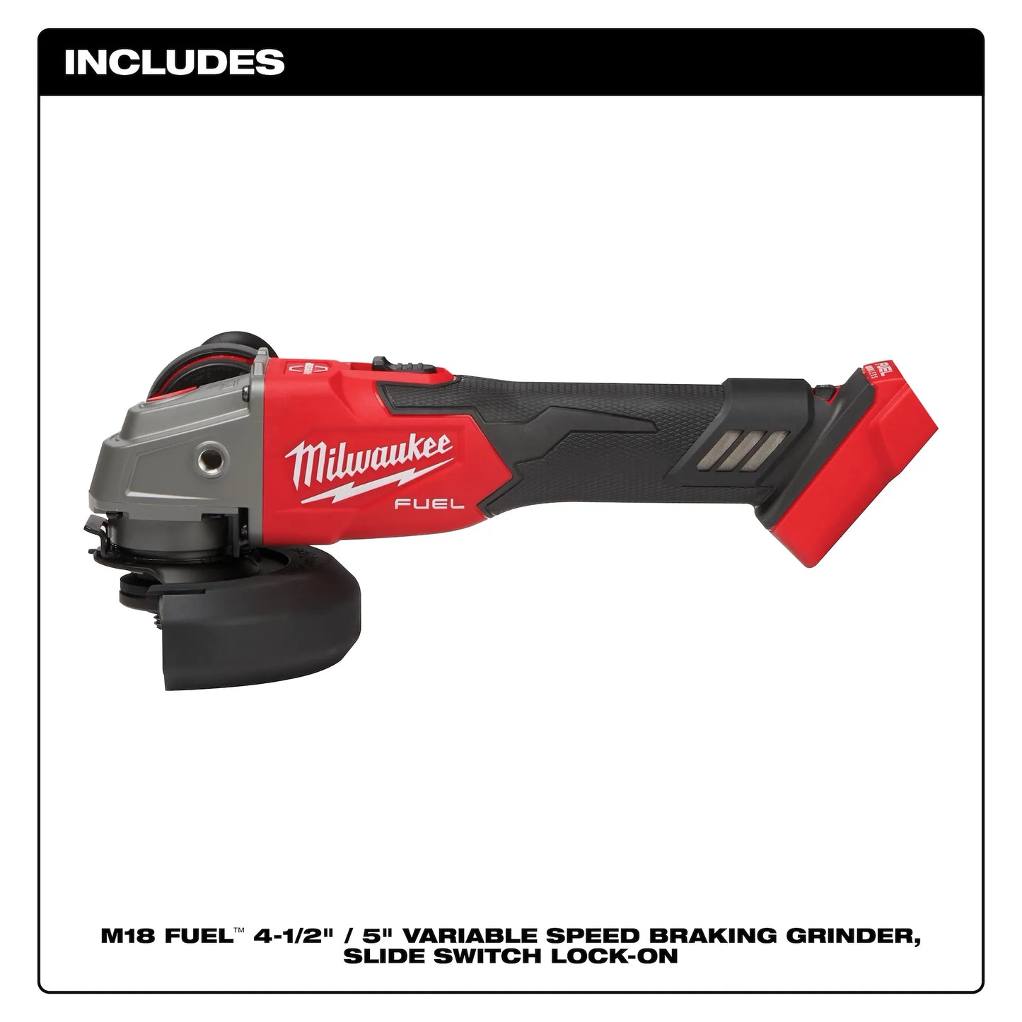 Milwaukee M18 FUEL™ 4-1/2" / 5" Variable Speed Braking Grinder, Slide Switch Lock-On