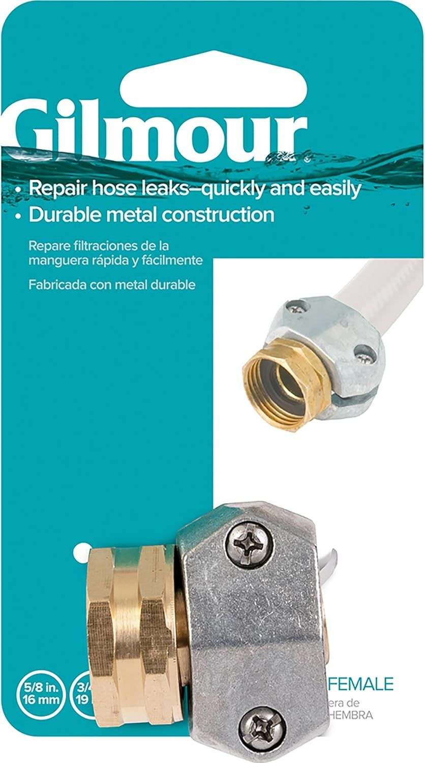 Gilmour Pro Brass Garden Hose Repair Kit Clamp Mender, Male Hose End Repair for 5/8" and 3/4" Water Hose Fittings