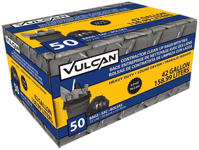 Vulcan Contractor Bag, 42 gal, Black