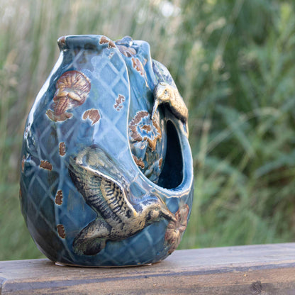 Verdigris Hummingbird Blue Garden Water Fountain with Pump