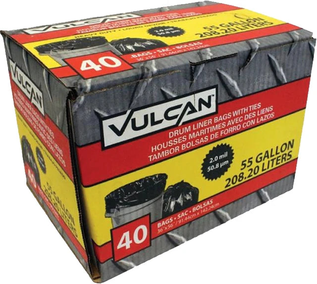 Vulcan Drum Liner, 55 gal, Poly, Black
