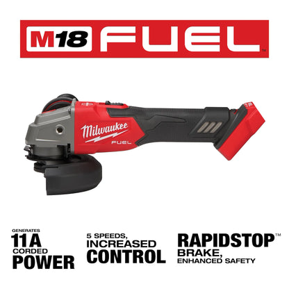 Milwaukee M18 FUEL™ 4-1/2" / 5" Variable Speed Braking Grinder, Slide Switch Lock-On