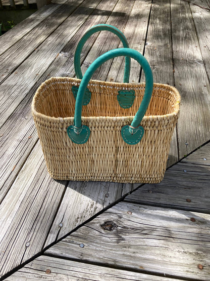 Small Tote, Teal Handle