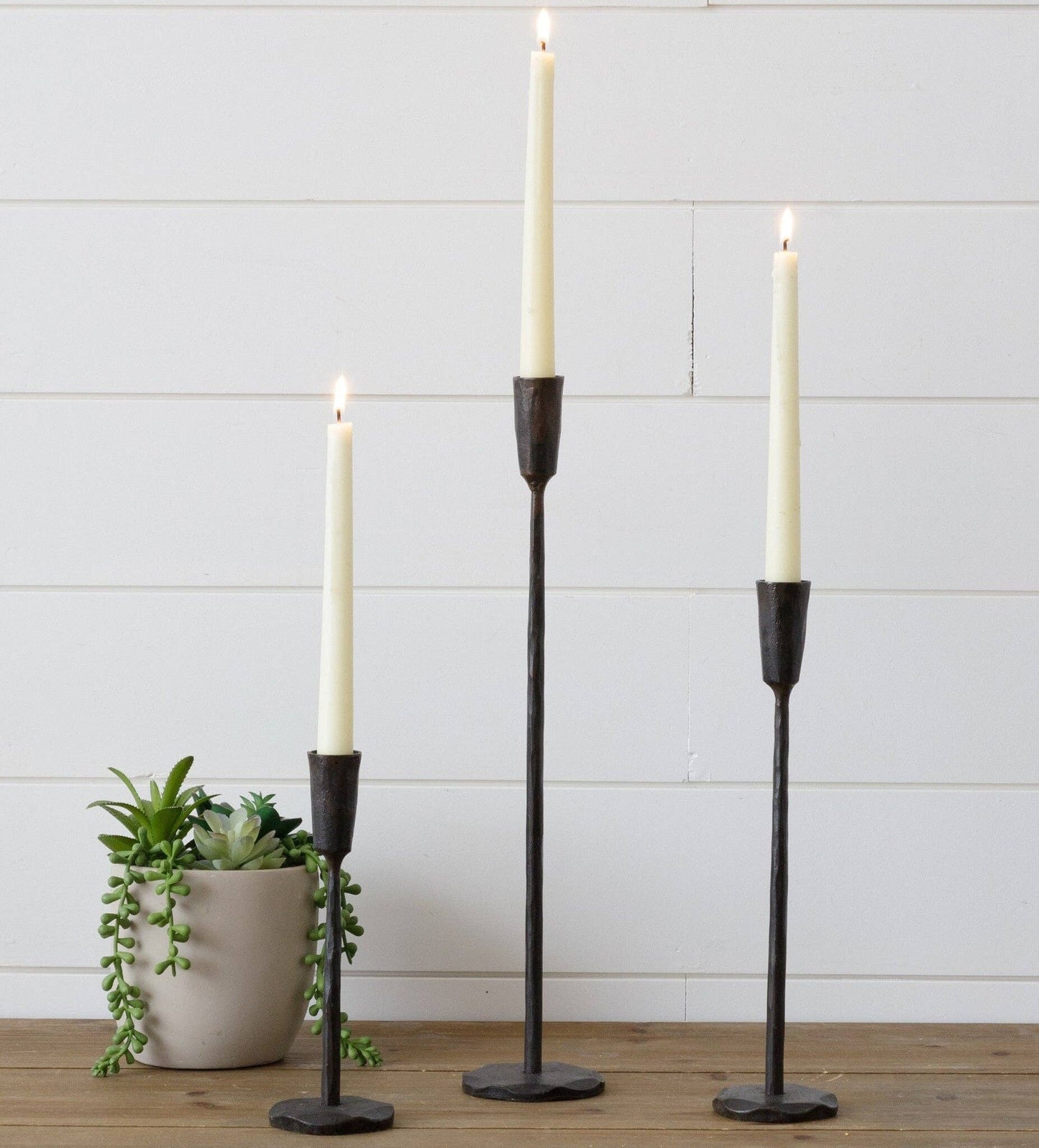 Candle Holders - Black Iron (Set Of 03)