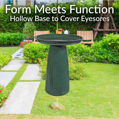 Gleeful Garden Metal Outdoor Bird Bath - Green Glaze