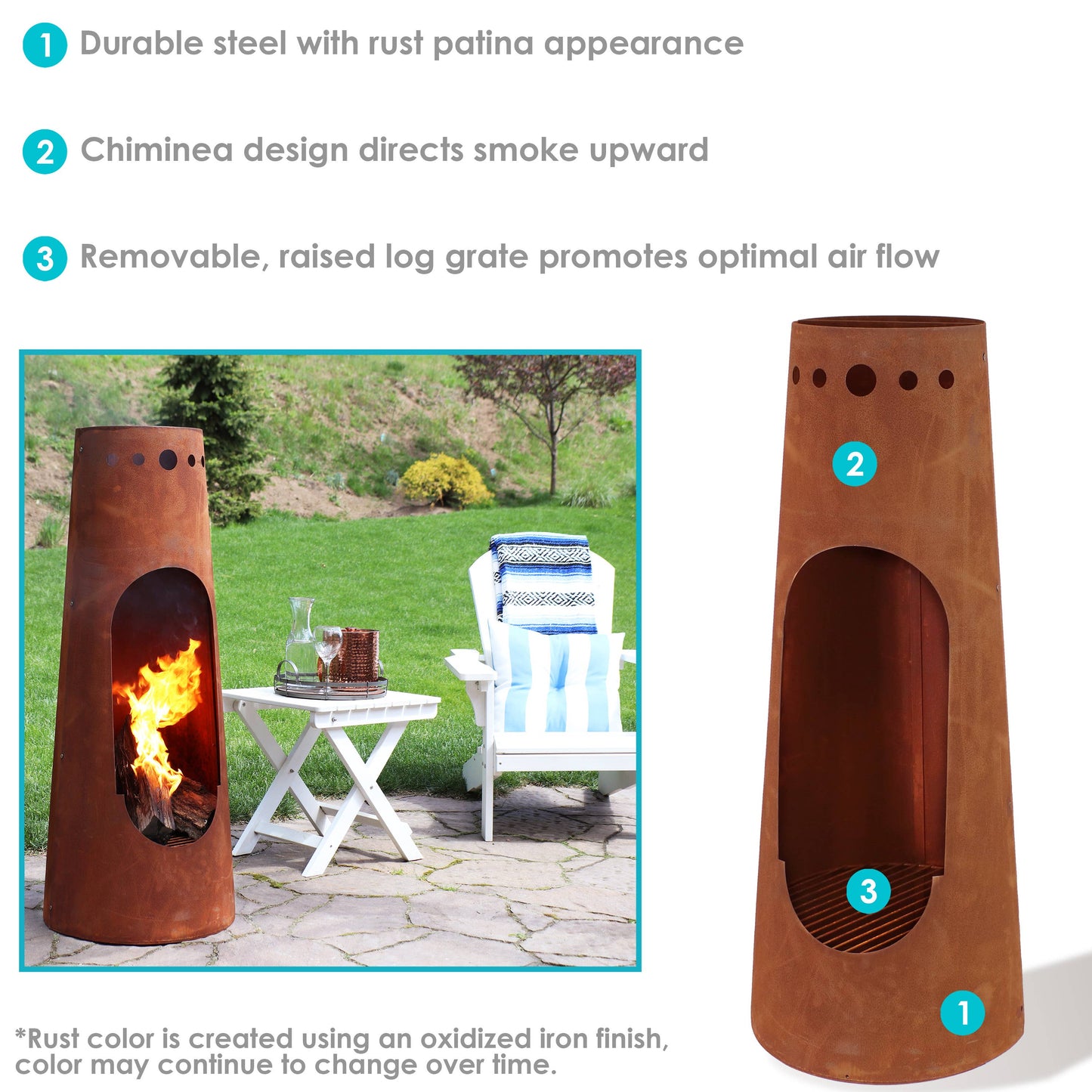 50 in Santa Fe Wood Burning Chiminea Fire Pit with Log Grate