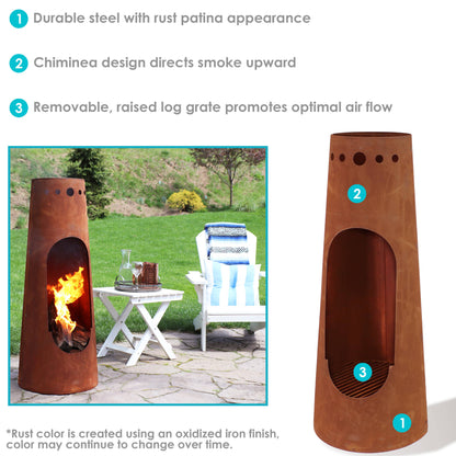 50 in Santa Fe Wood Burning Chiminea Fire Pit with Log Grate