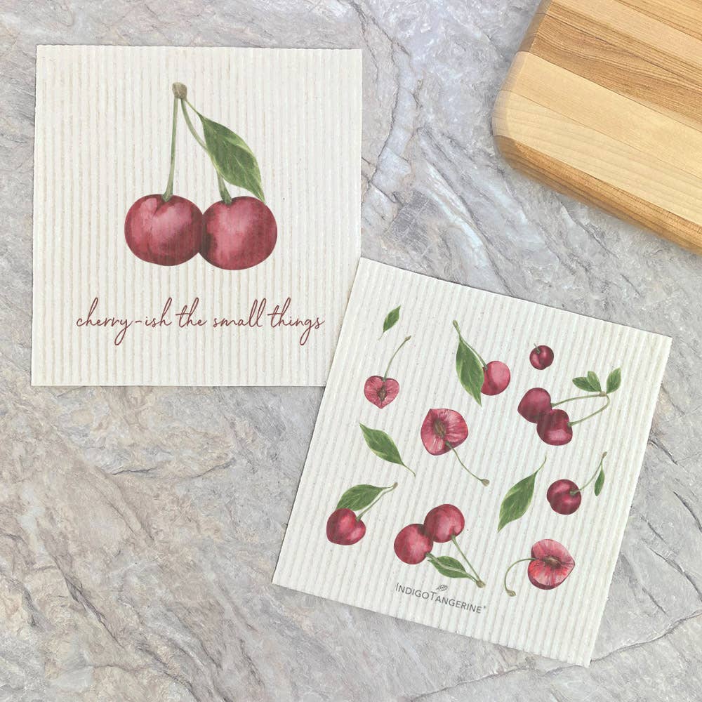 Cherry-ish and Cherry Pattern - 2pk Swedish Dish Cloth