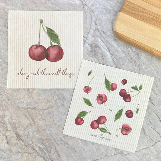 Cherry-ish and Cherry Pattern - 2pk Swedish Dish Cloth