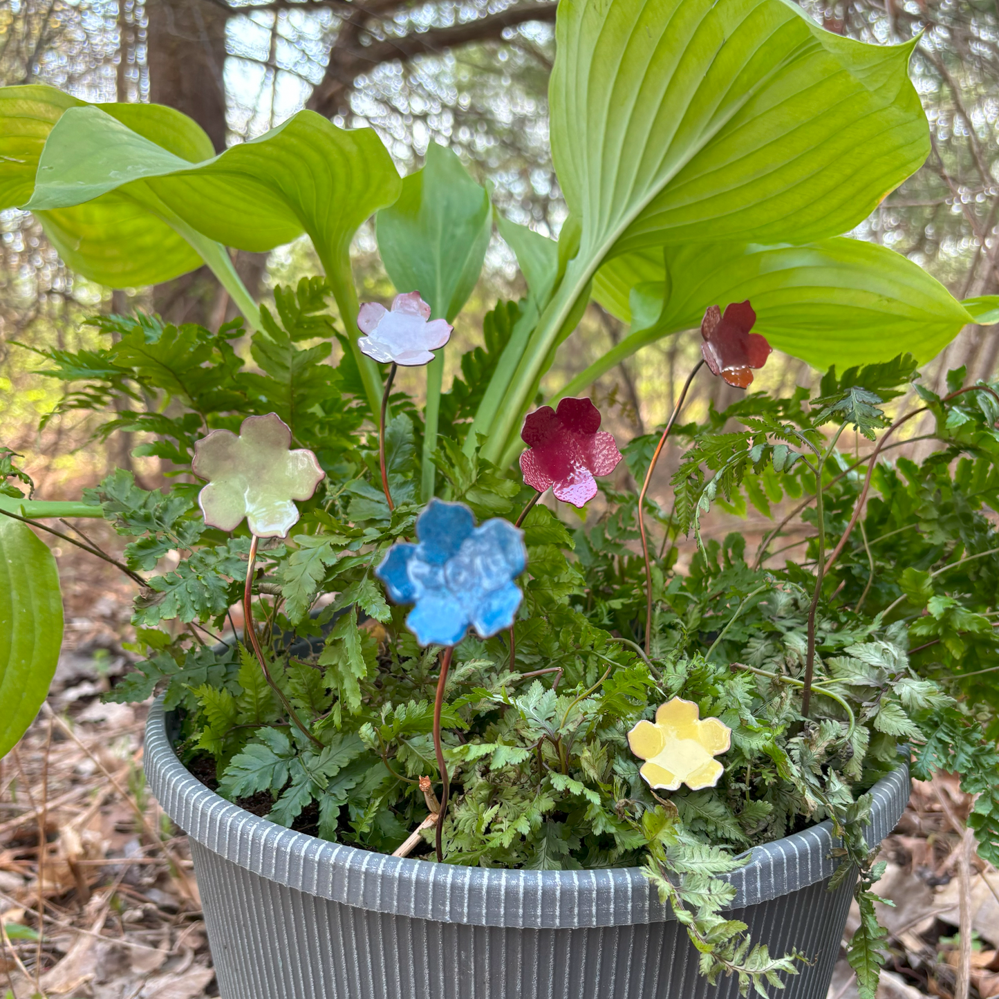 Enamel 5 Petal Flower Stem