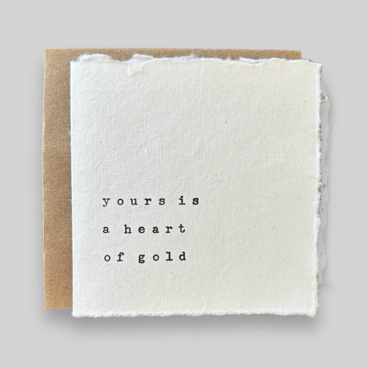 Small white handmade typewritten friend card 