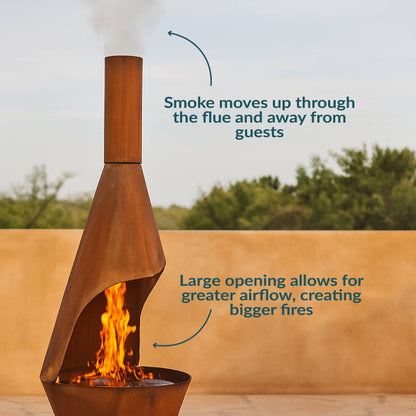 6 ft Steel Outdoor Chiminea Fire Pit with Grill Grate