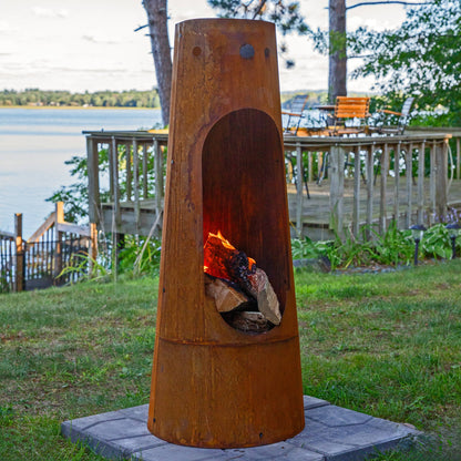 50 in Santa Fe Wood Burning Chiminea Fire Pit with Log Grate